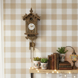 Großkariertes Klassisches Gingham Beige ID1245 Tapete