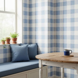Großkariertes Klassisches Gingham Blau ID1245 Tapete