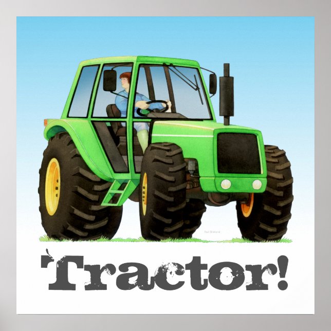 Großkids Custom Green Farm Traktor Poster (Vorne)