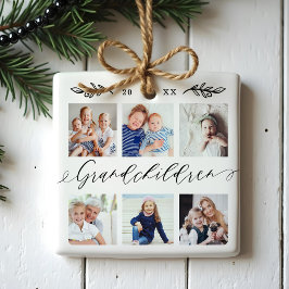 Großkinder-Geschenk für Großeltern FotoCollage Keramikornament