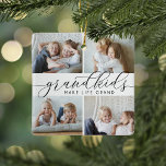 Großkinder machen das Leben großartig | 8 Mini-Fot Keramikornament<br><div class="desc">Mit diesem wunderschönen Collage Foto-Ornament kreieren Sie ein süßes Geschenk für eine geliebte Oma oder einen Großvater. "Großkinder machen das Leben großartig" erscheint in der Mitte in schwarzer Kalligrafie-Schrift. Anpassen mit 8 rechteckigen Mini-Fotos ihrer Enkel,  und fügen Sie ihre Namen und das Jahr auf der Rückseite.</div>