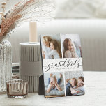 Großkinder machen das Leben großartig | Vier FotoC Fotoplatte<br><div class="desc">Mit dieser schönen Collage aus Foto kreieren Sie ein Geschenk für eine geliebte Oma oder Großvater. "Großkinder machen das Leben groß" erscheint in der Mitte in schwarz-grauem Kalligraphieschrift. Mit 4 Fotos ihrer Enkel individuell gestalten.</div>