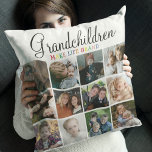 Großkinder machen Leben großartig | FotoCollage Kissen<br><div class="desc">Einzigartige Enkel 12 Foto Collage Kissen macht das Geschenk für jeden Großeltern, mit Text, der auf der Rückseite des Kissens "GRANDCHIDREN MAKE THE WORLD GRAND" steht, ist personalisiert mit einer Nachricht und von wem es stammt. Die Stile, Größen und Hintergrundfarbe des Schriftartes können durch Anklicken des entsprechenden Links nach der...</div>