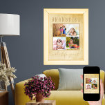 Großkinder machen Leben Große Rustikale FotoCollag Poster<br><div class="desc">Poster-Druck, den Sie mit Ihrer eigenen Foto-Collage personalisieren können. Die Vorlage ist für Sie bereit, um 4 Bilder der Enkel hinzuzufügen, das Set ist fertig. Die Fotos werden in quadratischer Form angezeigt und mit dem Wortlaut "Enkel machen das Leben groß" gerahmt. Dieses Vintage, antike cremefarbene Poster ist neutral und wirkt...</div>