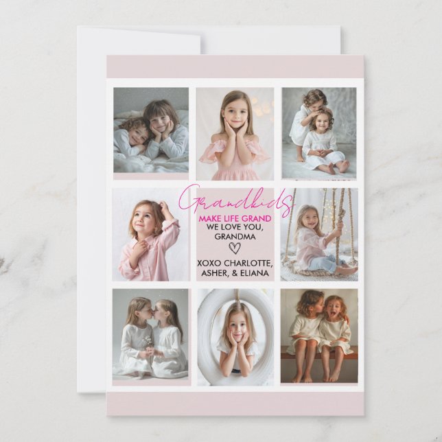 Großkinder machen Life Grand Oma 8-Foto maßgeschne Einladung (Vorderseite)
