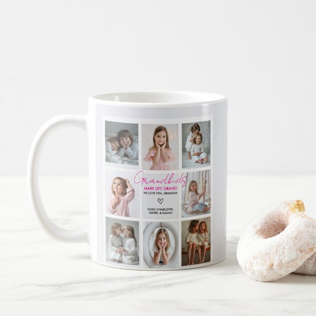 Großkinder machen Life Grand Oma 8-Foto maßgeschne Kaffeetasse (Mit Donut)