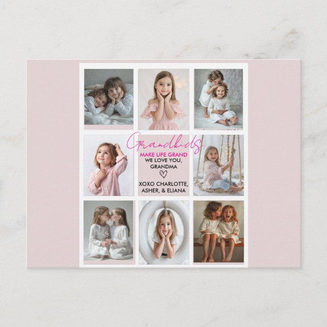 Großkinder machen Life Grand Oma 8-Foto maßgeschne Postkarte (Vorderseite)