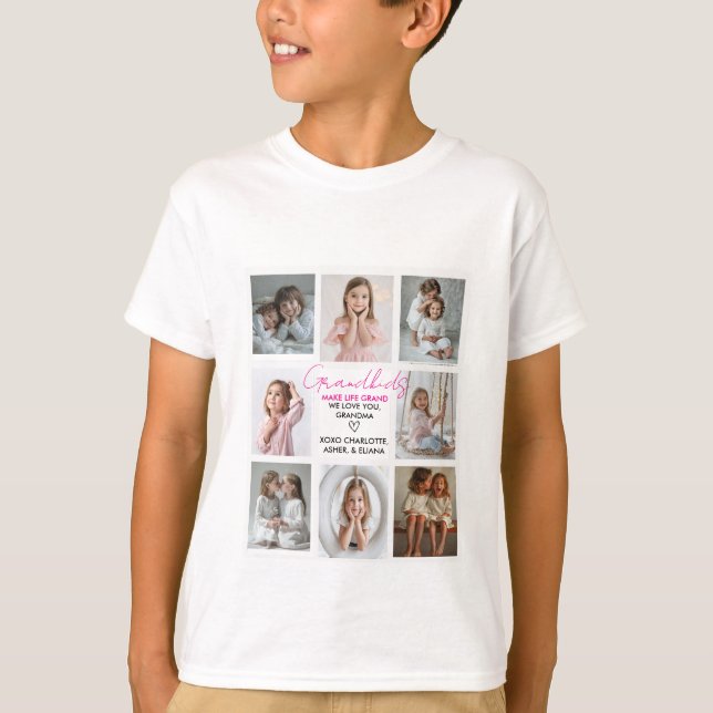 Großkinder machen Life Grand Oma 8-Foto maßgeschne T-Shirt (Vorderseite)