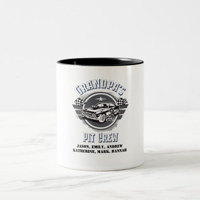 Großkinder Pit Crew Muscle Car Zweifarbige Tasse (Mittel)