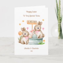 Großkinder Twin Girls Ostersonnige Rabbit Card