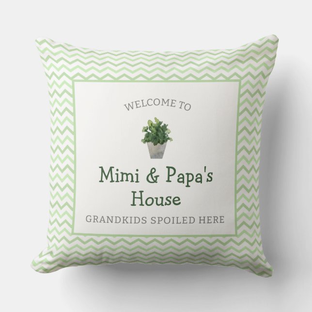 Großkinder verwöhnt hier Custom Großeltern Kissen (Vorderseite)