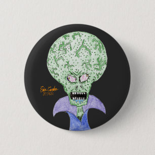 Großkopf-Alien-Sci-Fi-Cartoon Button