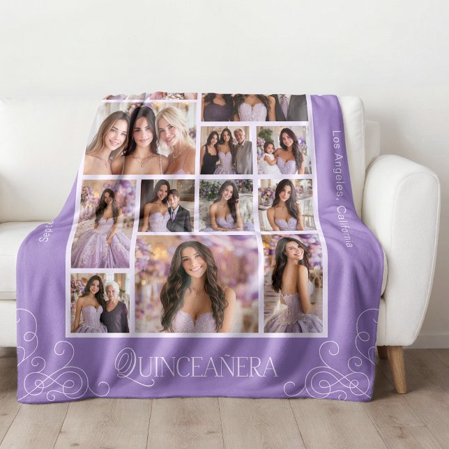 Großlavender 14 Foto Keepake Quinceañera Fleecedecke (Von Creator hochgeladen)