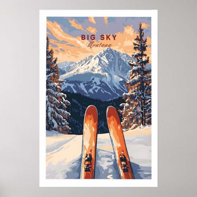 Großleinwand-Kunstposter - Ski-Druck 1 Poster (Vorne)