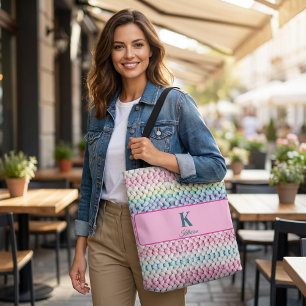 Großmaschige Pastell-Strickmonogramm-Personalisier