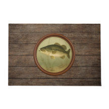 Großmäuliger Bass Dunkle Holz Türmatte