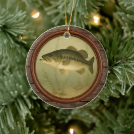Großmäuliger Bass dunkler Holz-Weihnachtsbaumschmu Keramik Ornament