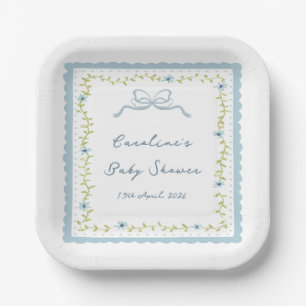 Großmillennial Blumen Baby Shower Papier Teller