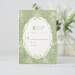 Großmillennial Florale Elegante Hellgrüne Hochzeit RSVP Karte