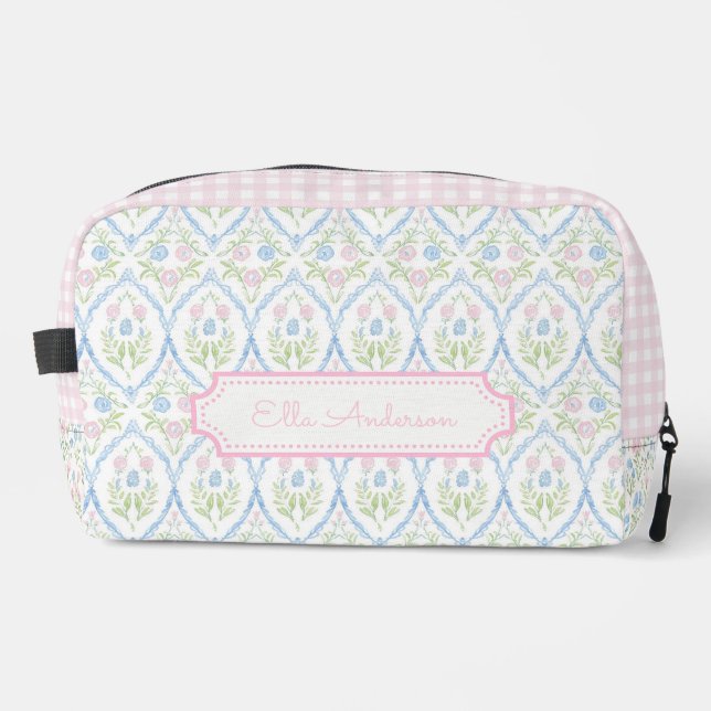 Großmillennial Pastell Blumenmuster Waschbeutel (Vorderseite)