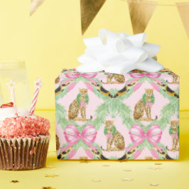 Großmillennial-Weihnachts-Leoparden-Monogramm Geschenkpapier