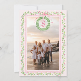 Großmillennial-Weihnachtskranz-Monogramm Feiertagskarte