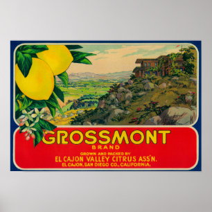 Großmont Lemon LabelEl Cajon, CA Poster