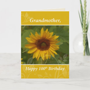 Großmutter 100. Jahr Sonnenblume Happy Geburtstag Karte