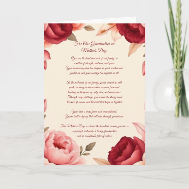 Großmutter am Muttertag Feiertagskarte (Vorderseite)