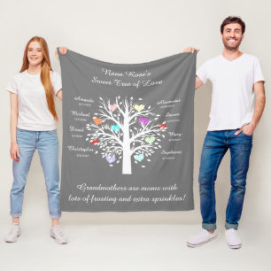 Großmutter-Baum (Herzen), weiße/des Grau-8 Namen Fleecedecke
