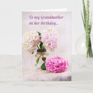 Großmutter Birthday Pink Hydrangeas Card Karte