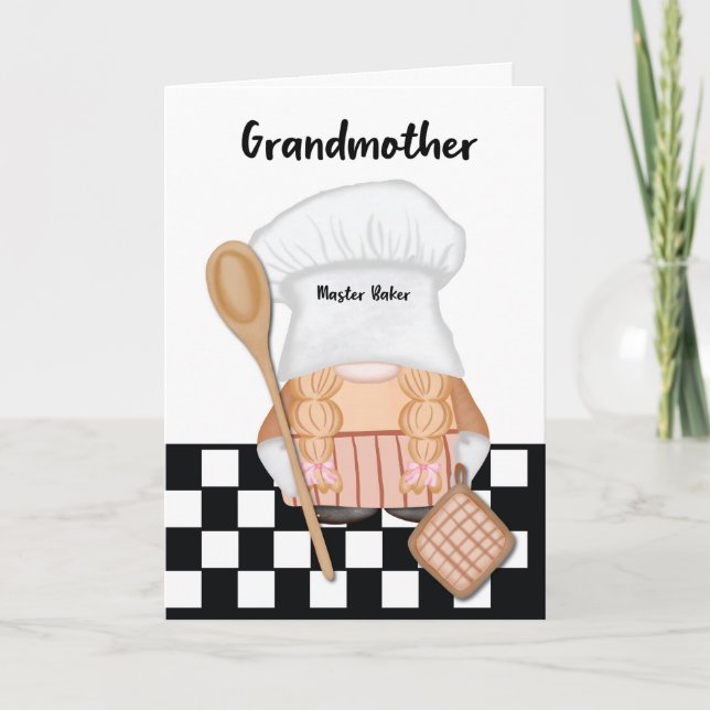 Großmutter Birthday Whimsical Gnome Baker Backen Karte (Vorderseite)