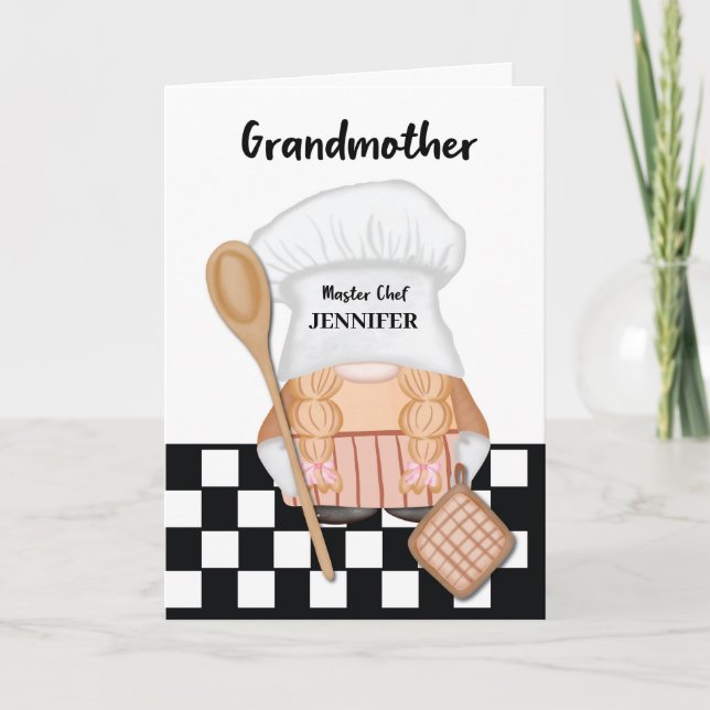 Großmutter Birthday Whimsical Gnome Koch Kochen Karte (Vorderseite)
