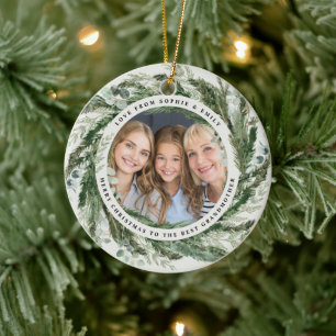 Großmutter Blattwerk Foto Weihnachten Keramik Ornament
