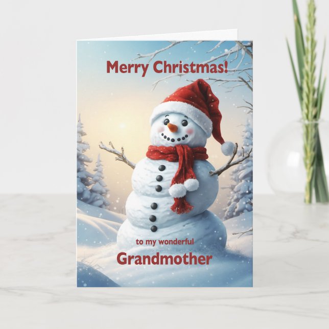 Großmutter Christmas Snowman Feiertagskarte (Vorderseite)