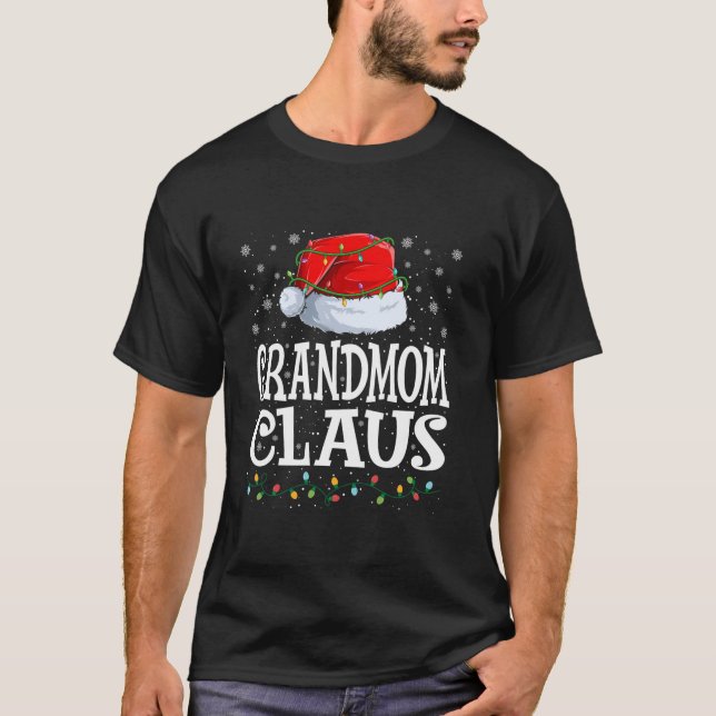 Großmutter Claus Weihnachtslicht Weihnachtsmannmüt T-Shirt (Vorderseite)