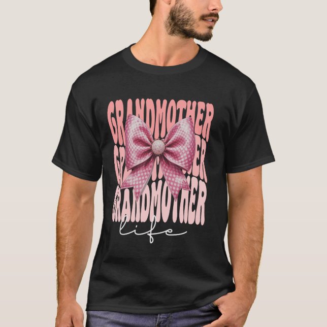 Großmutter Coquette Bow Pink Niedlich Großmutter M T-Shirt (Vorderseite)