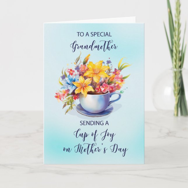Großmutter-Cup der Freude und der Blume am Muttert Karte (Vorderseite)