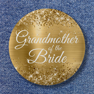 Großmutter der Braut Glänzende Goldfolie Button