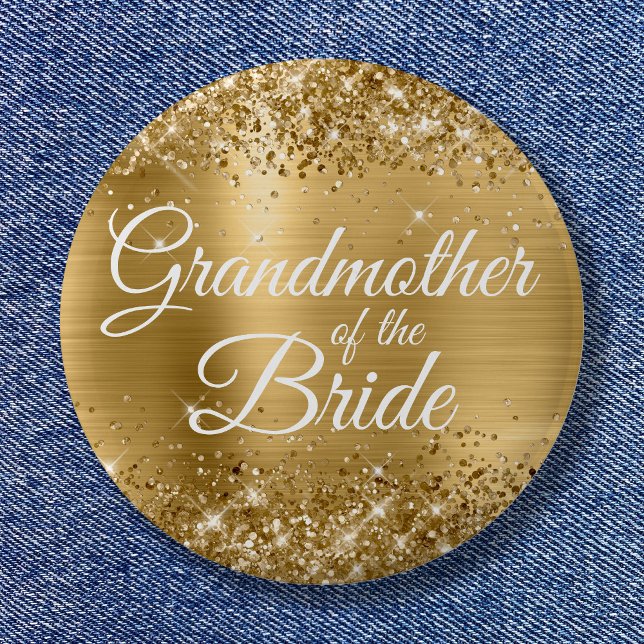 Großmutter der Braut Glänzende Goldfolie Button (Grandmother of the Bride Glittery Gold Foil Button)