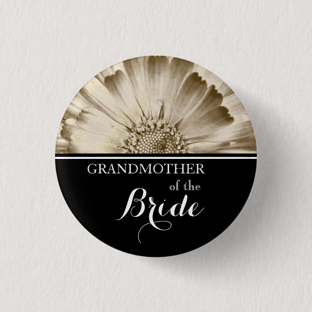 Großmutter der Braut Hochzeit Gold Daisy Button (Vorderseite)