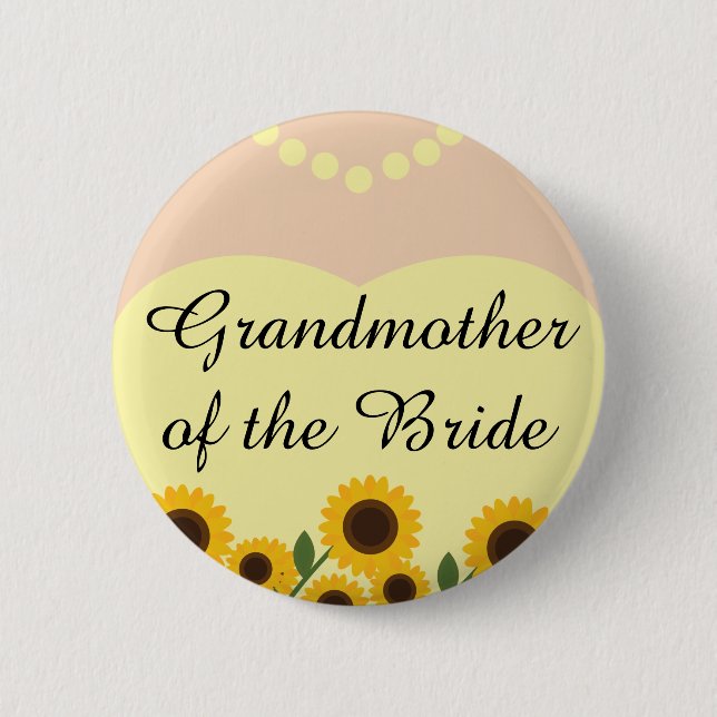 Großmutter der Braut-Sonnenblumen Wedding Button (Vorderseite)
