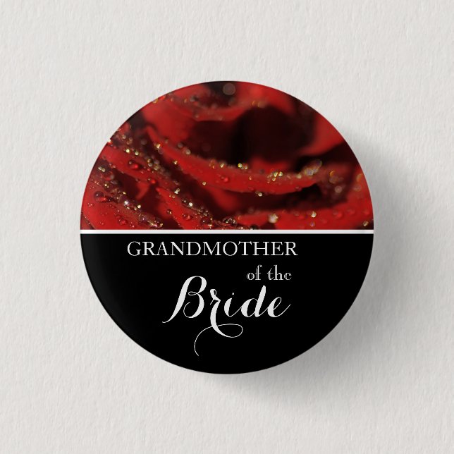 Großmutter der Brauthochzeit-Rote Rose Button (Vorderseite)