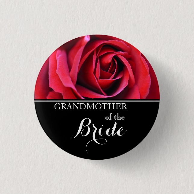Großmutter der Brauthochzeit-Rote Rose Button (Vorderseite)