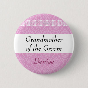 GROSSMUTTER der BRÄUTIGAM Rosa-Damast-Hochzeit Button