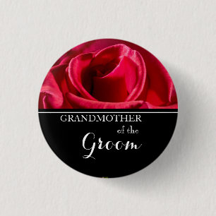 Großmutter der Groom-Hochzeit-Rote Rosen Button