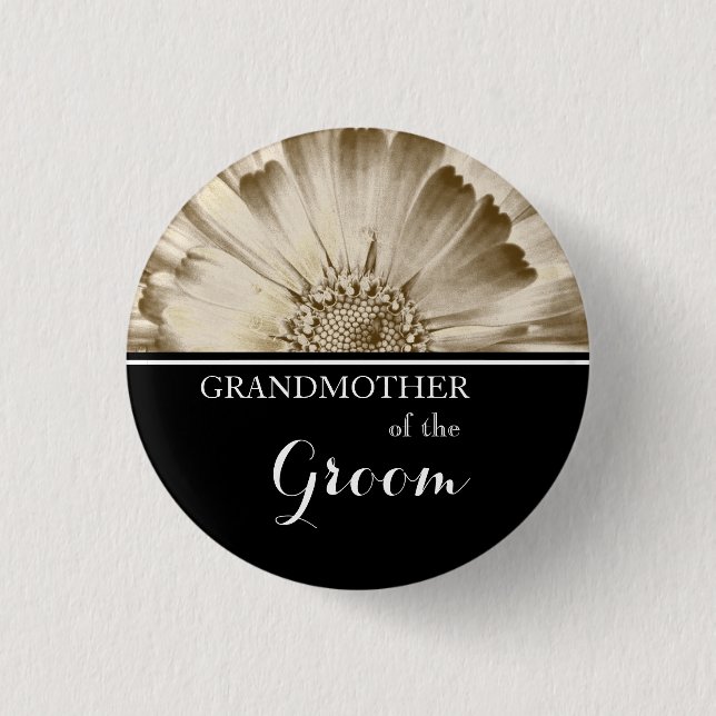 Großmutter der Groom Wedding Gold Daisy Button (Vorderseite)