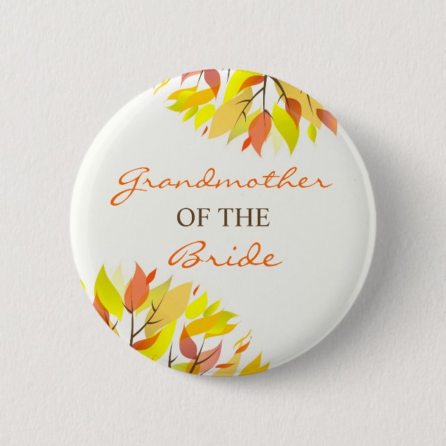Großmutter des Bride Autumn Wedding Button (Vorderseite)