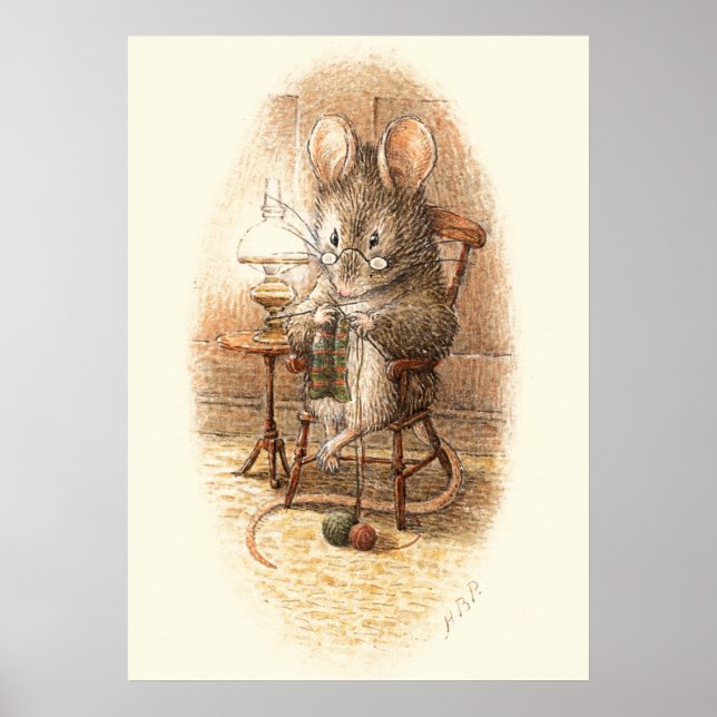 Großmutter Dormouse Knitting Poster (Vorne)