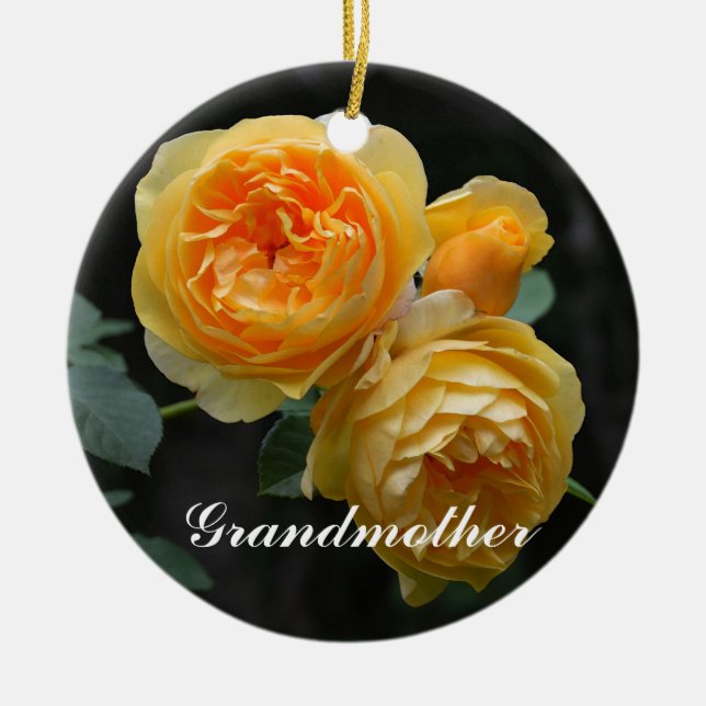 Großmutter Drei-Gelbe Rosen Ornament (Vorne)